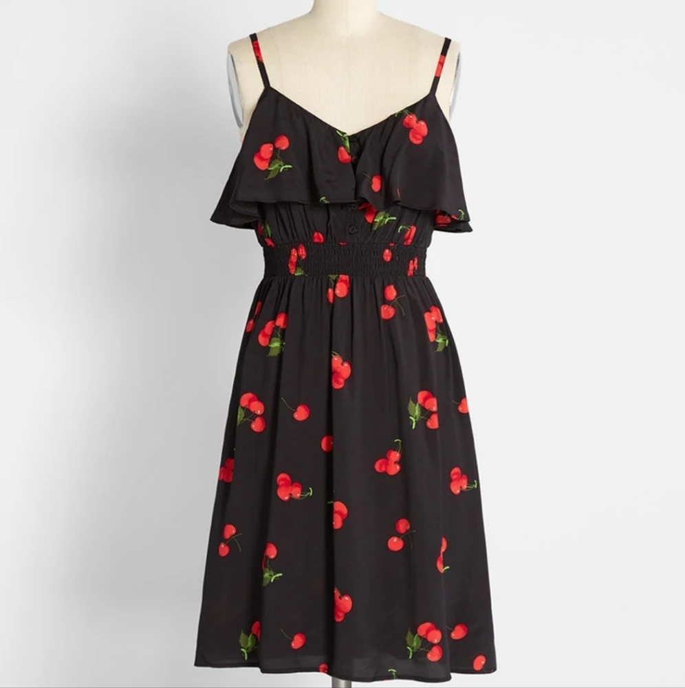 Modcloth Basically Breezy Sundress, Cherry Print, XL